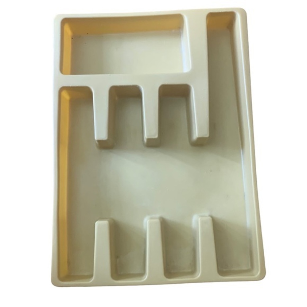 Mid Century Yellow Gold Silverware rubber tray MCM 1960s 1970s kitchen Vintage